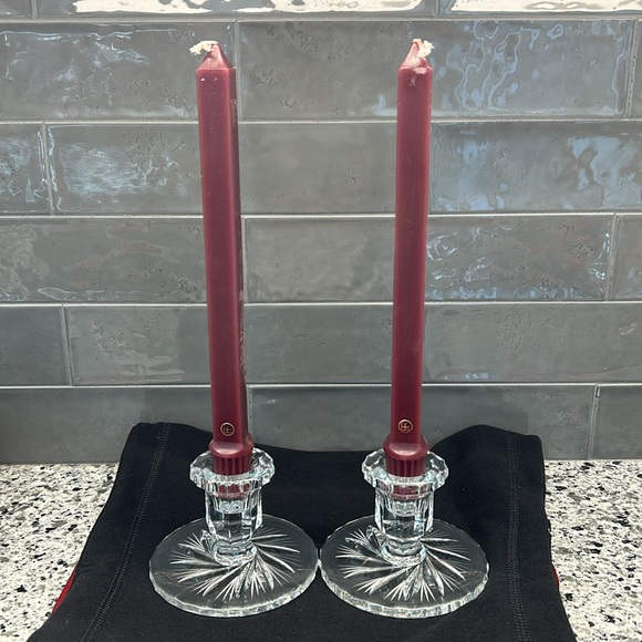 Vintage Pinwheel Crystal Taper Candle Holders - Picture 3 of 3
